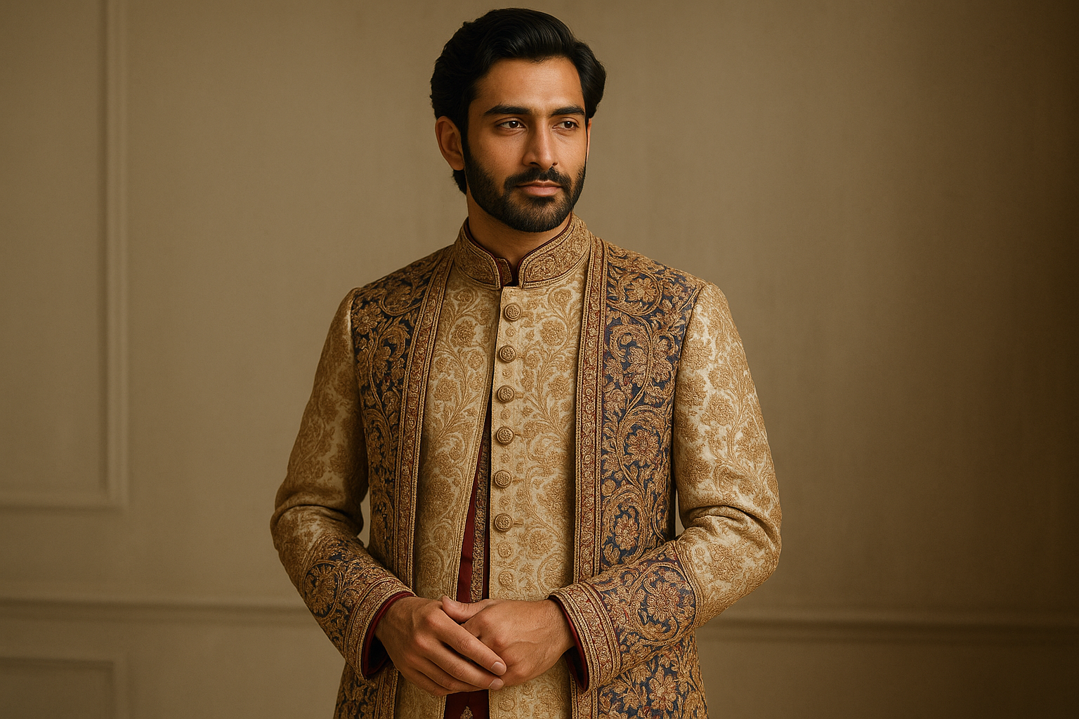 add image wearing kurta sherwani and embrodiery coat 